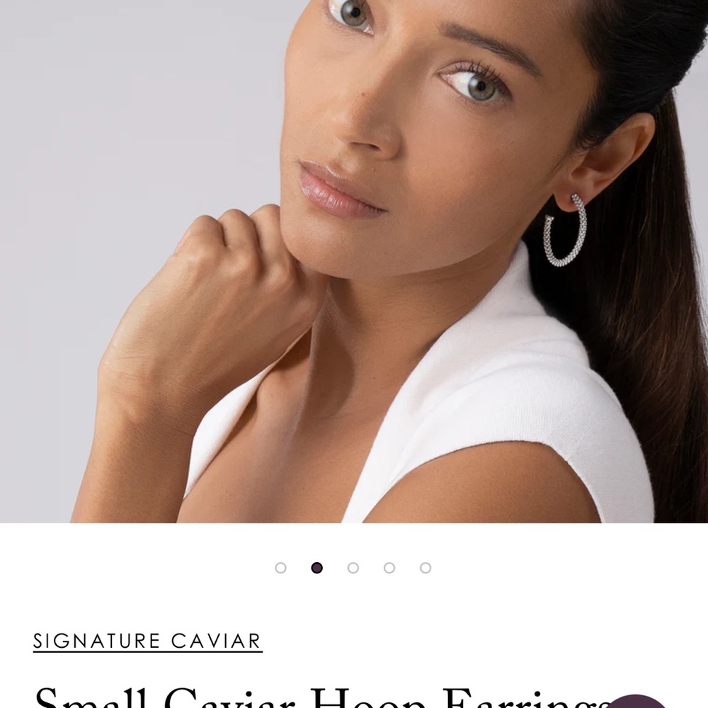 LAGOS Silver Beaded Hoop Earrings - Picture 2 of 3
